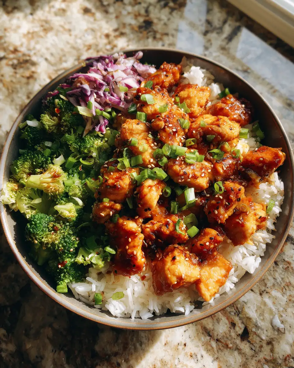 Sweet & Savory Delight: Honey Garlic Chicken Rice Bowl Recipe - Featured Image
