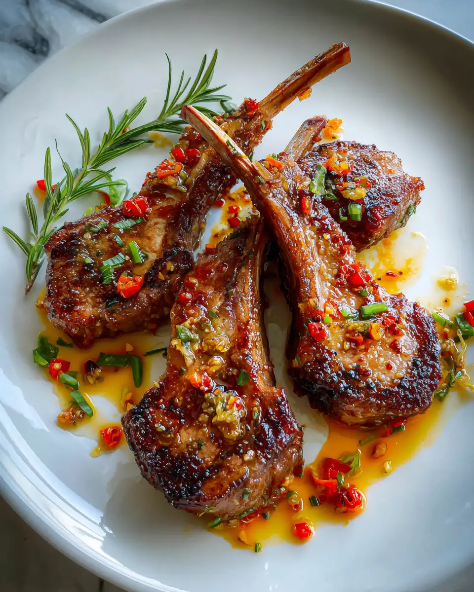Final dish - Savor the Sweet and Savory Delight of Honey Garlic Glazed Lamb Chops