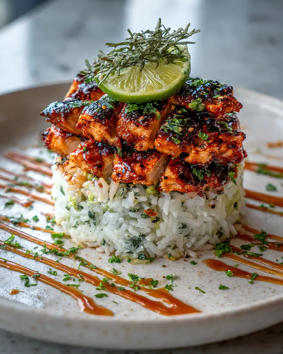 Zesty Delights: Indulge in the Honey Lime Chicken and Avocado Rice Stack 6 Final dish - Zesty Delights: Indulge in the Honey Lime Chicken and Avocado Rice Stack