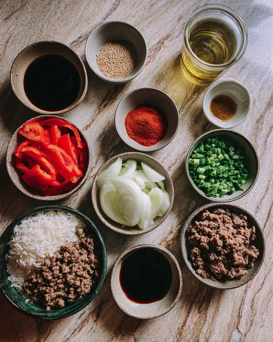 Ingredients for Spice Up Your Life: A Hot Honey Ground Beef Bowl Adventure for Flavor Enthusiasts