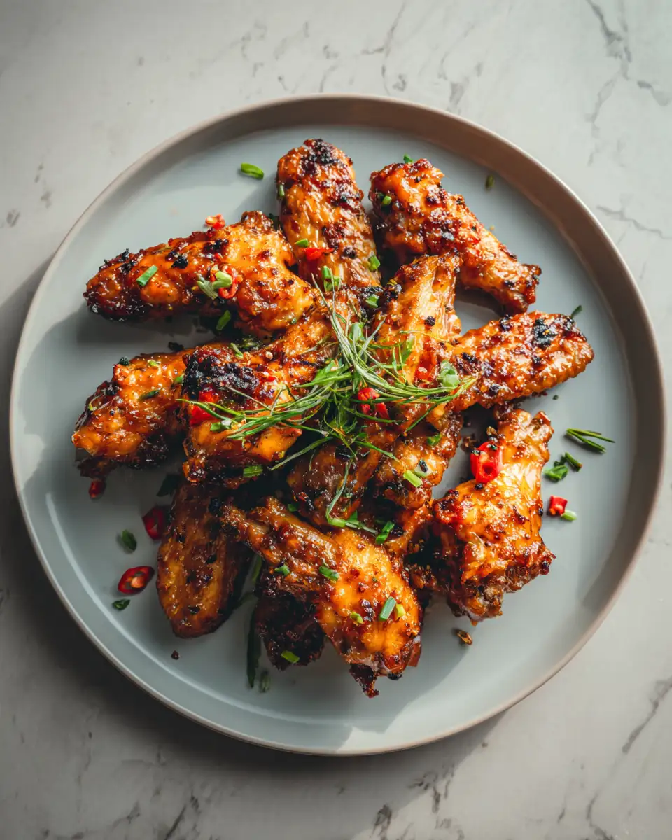 Final dish - Sizzling Hot Honey Peach Wings: A Sweet and Spicy Flavor Adventure