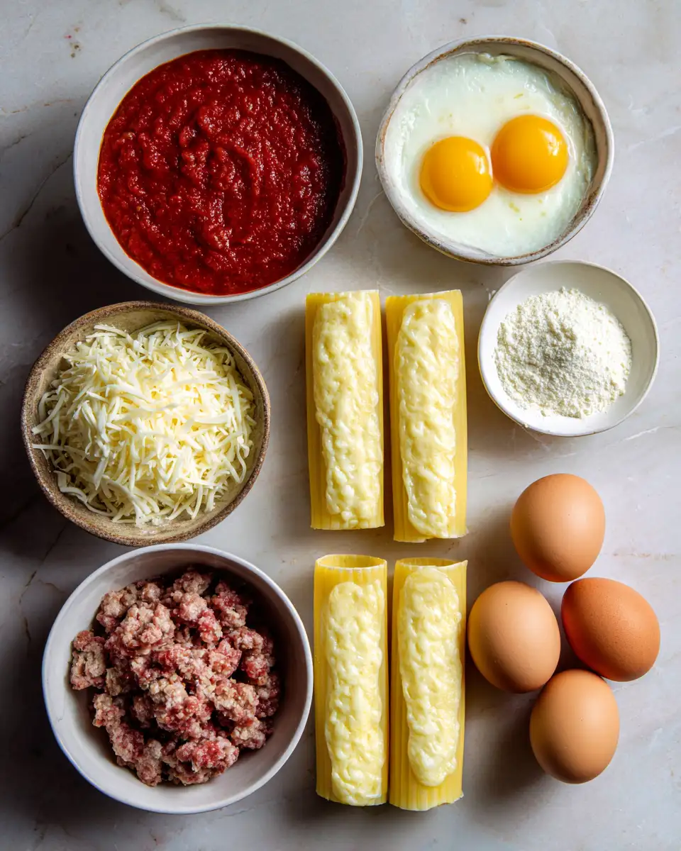 Ingredients for Savor the Flavors: Irresistible Italian Sausage and Cheese Baked Manicotti