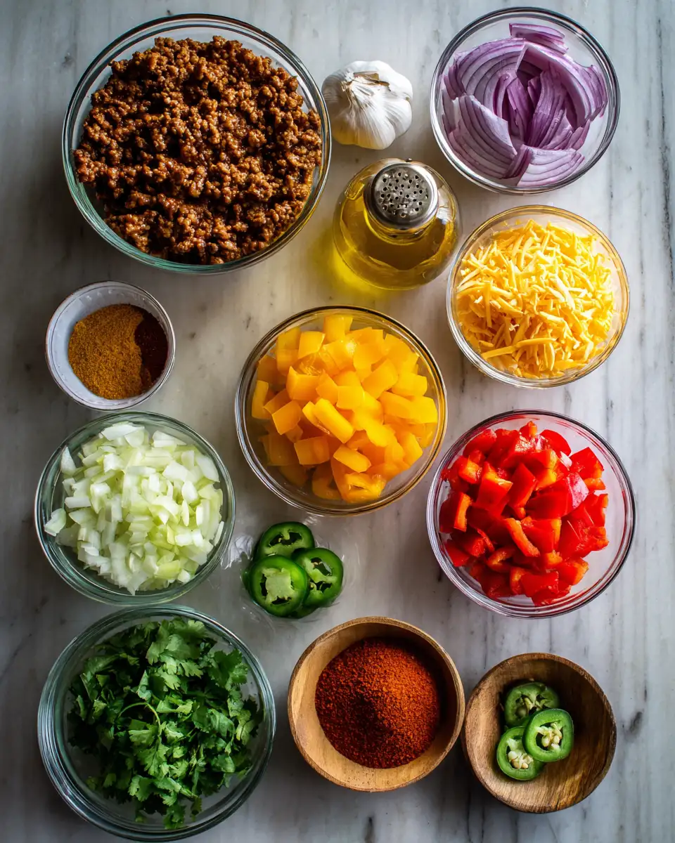 Ingredients for Flavor Fiesta: Ultimate Keto Mexican Ground Beef Casserole