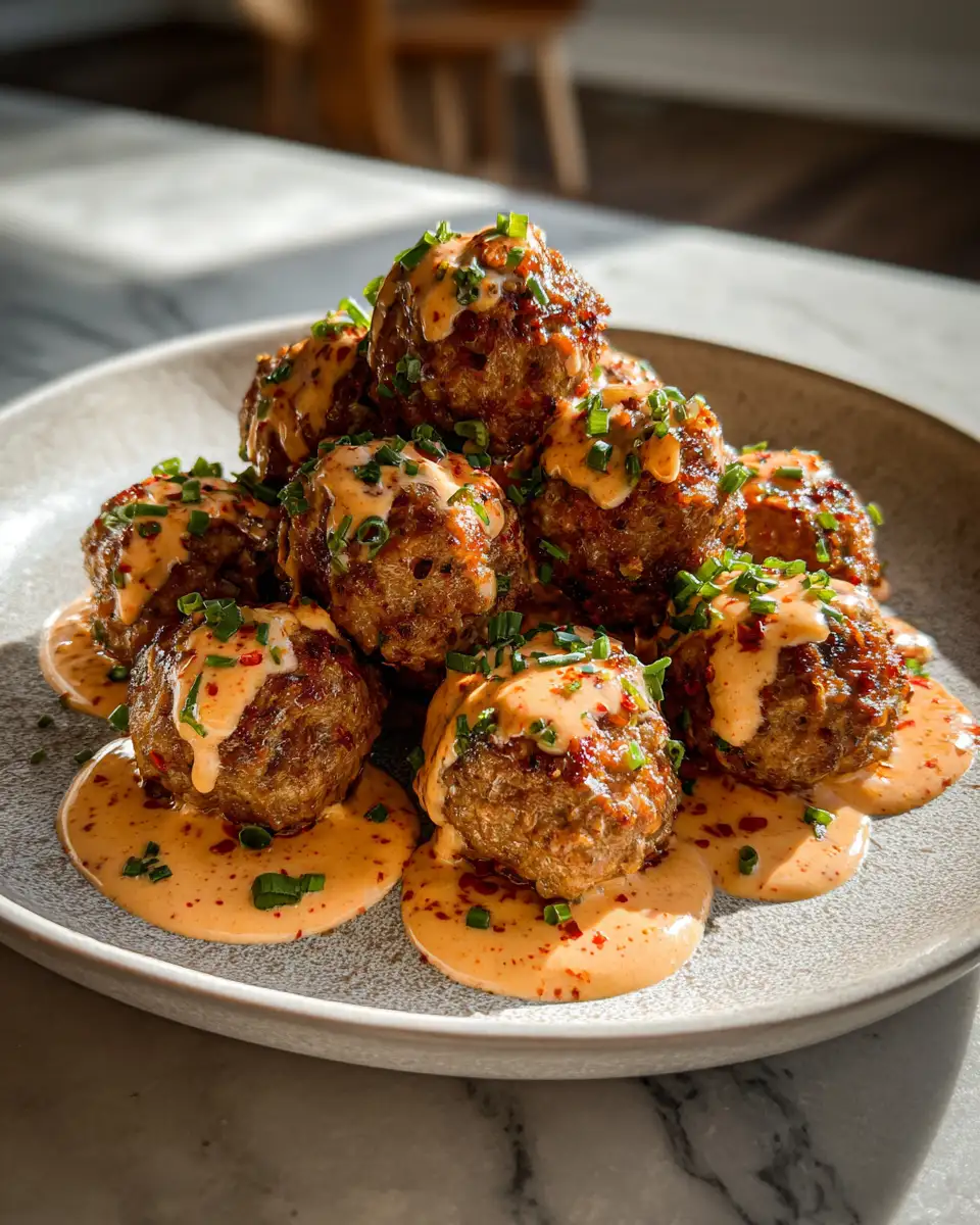 Final dish - Savor the Spice: Korean Meatballs with Spicy Mayo Magic