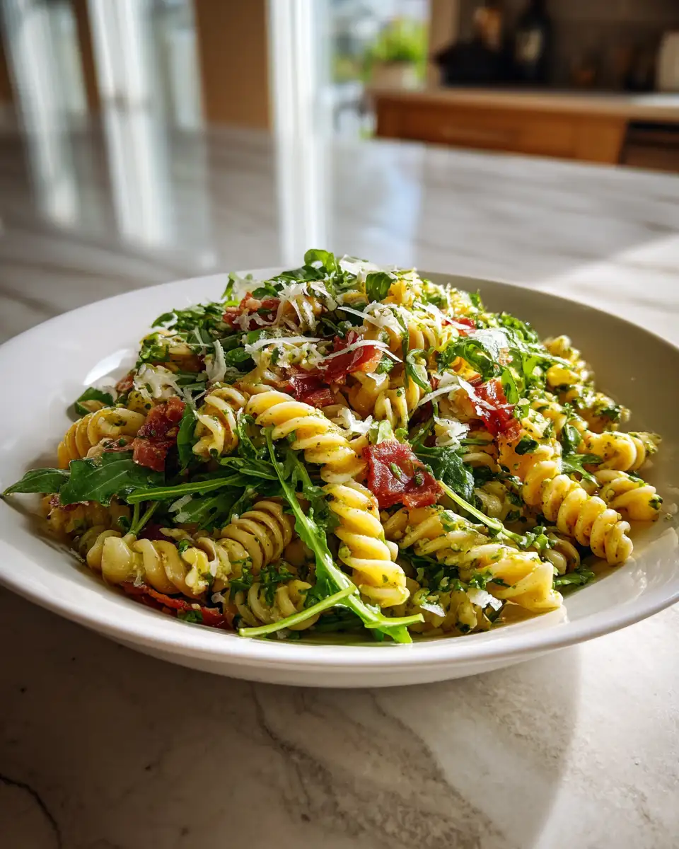 Final dish - Zesty Lemon Arugula Pasta Salad: A Refreshing Twist on Your Favorite Dish