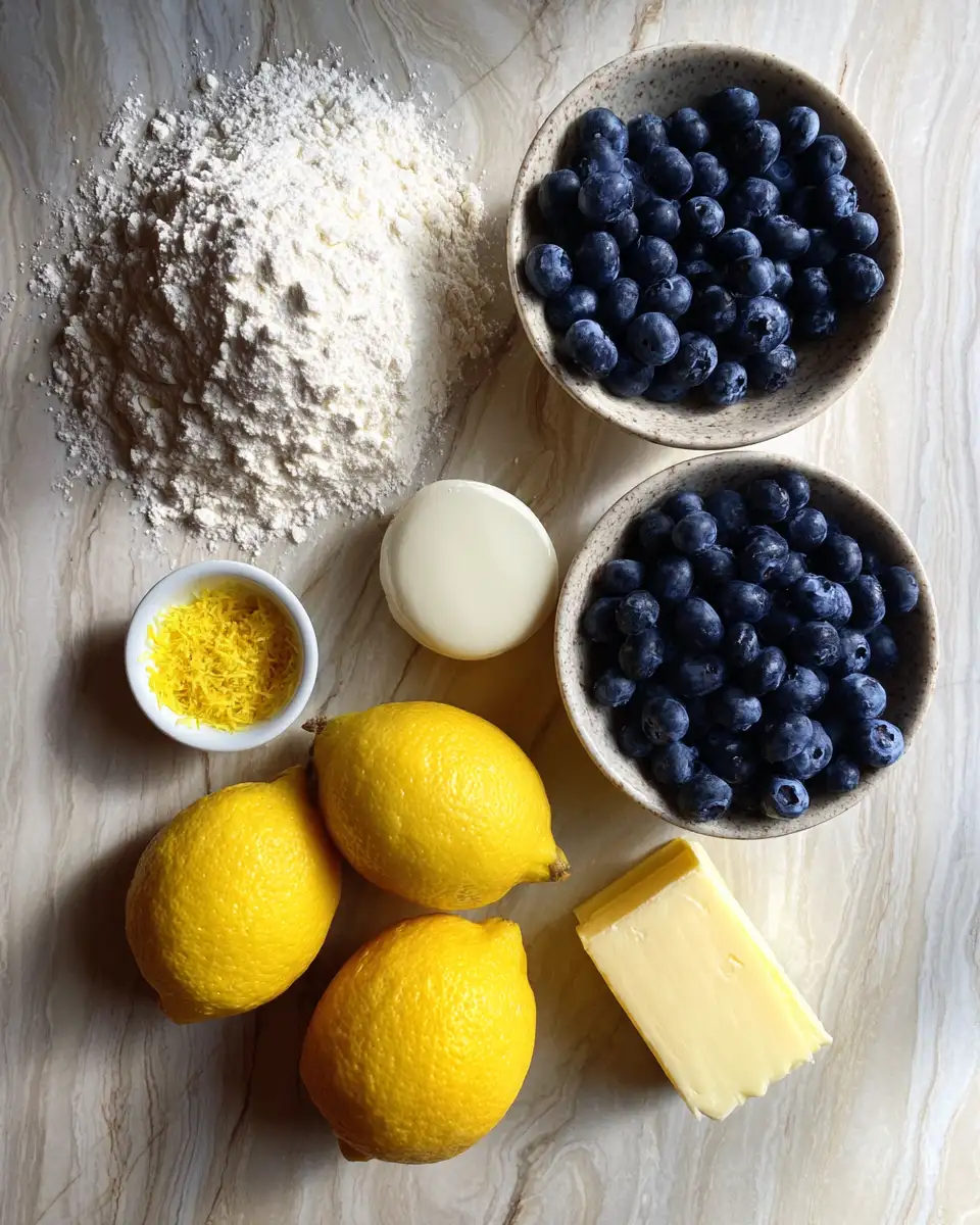 Ingredients for Zesty Lemon Blueberry Cookies: A Bite of Sunshine