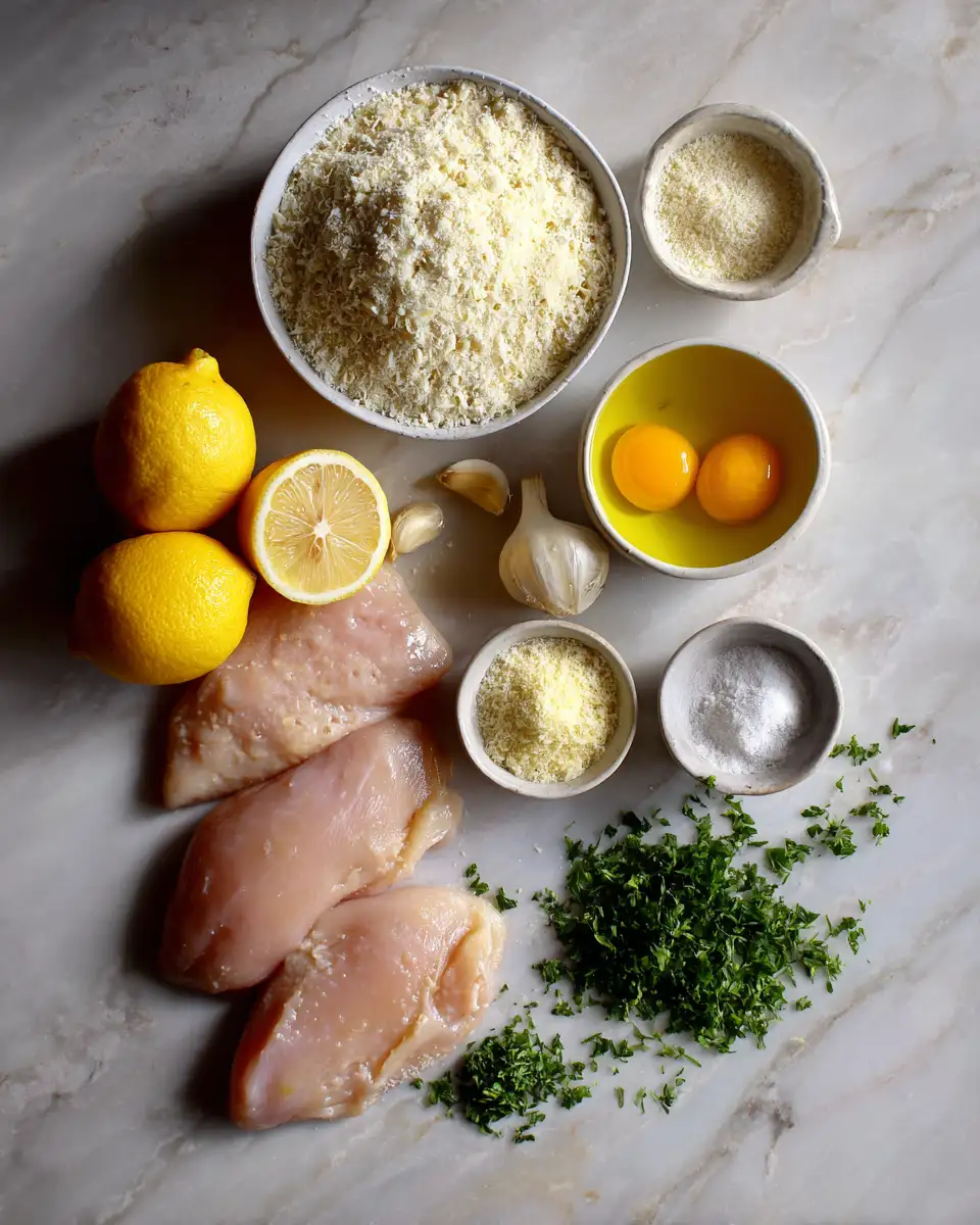 Ingredients for Zesty Lemon Parmesan Chicken: A Flavorful Twist on a Classic Dish