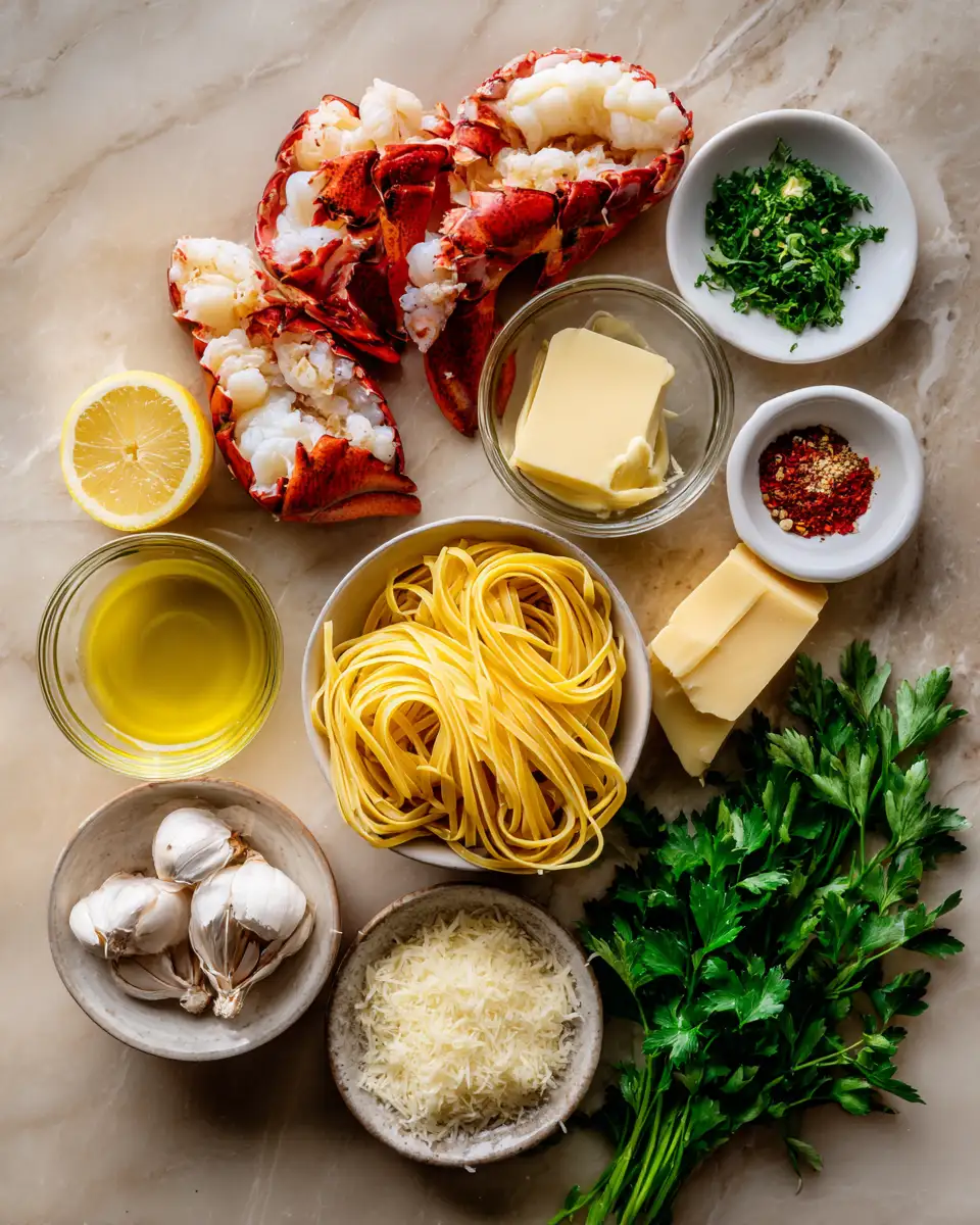 Ingredients for Dive into Decadence: Lobster Scampi with Linguine Delight