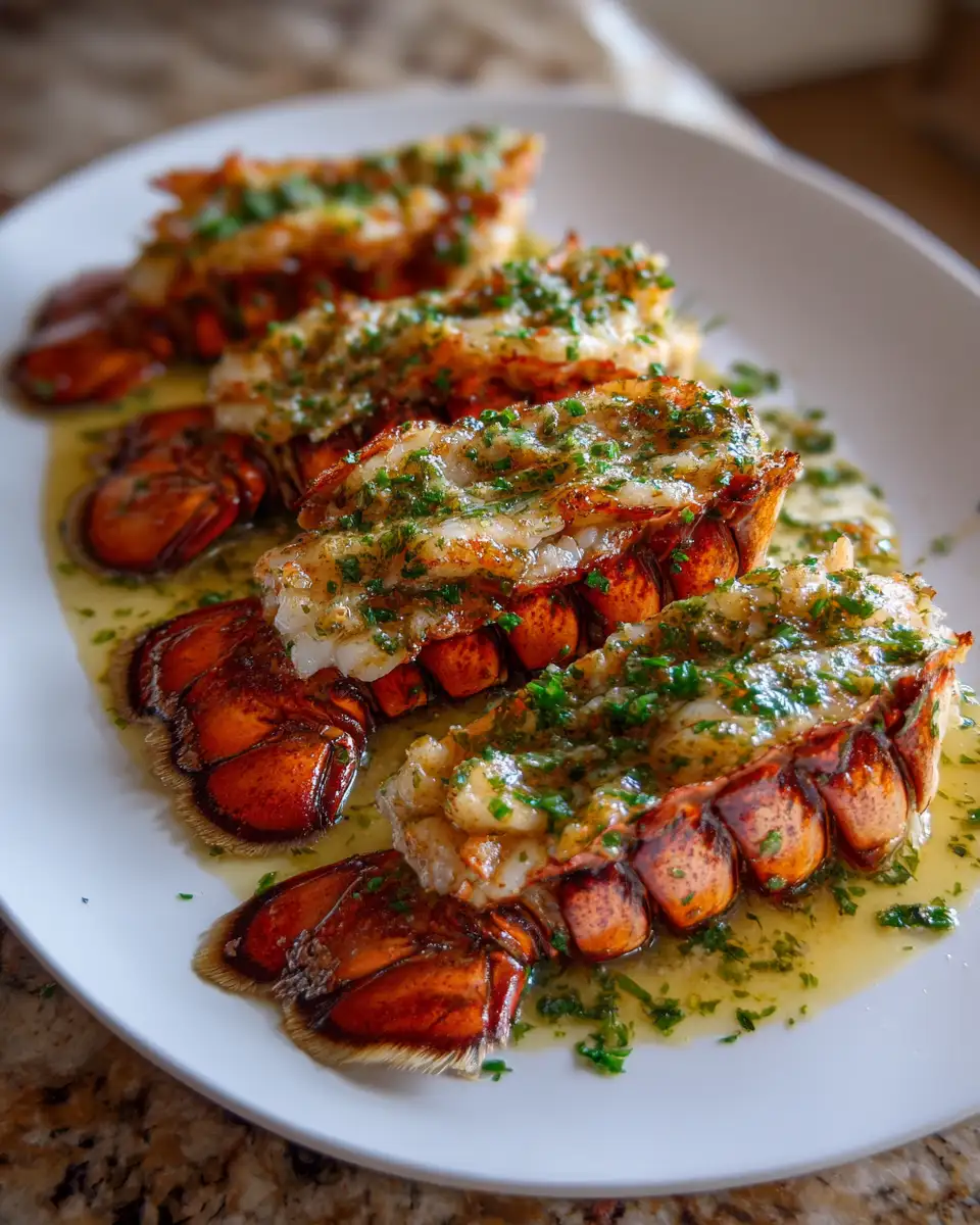 Final dish - Decadent Lobster Tails with Garlic Herb Butter Sauce: A Gourmet Delight