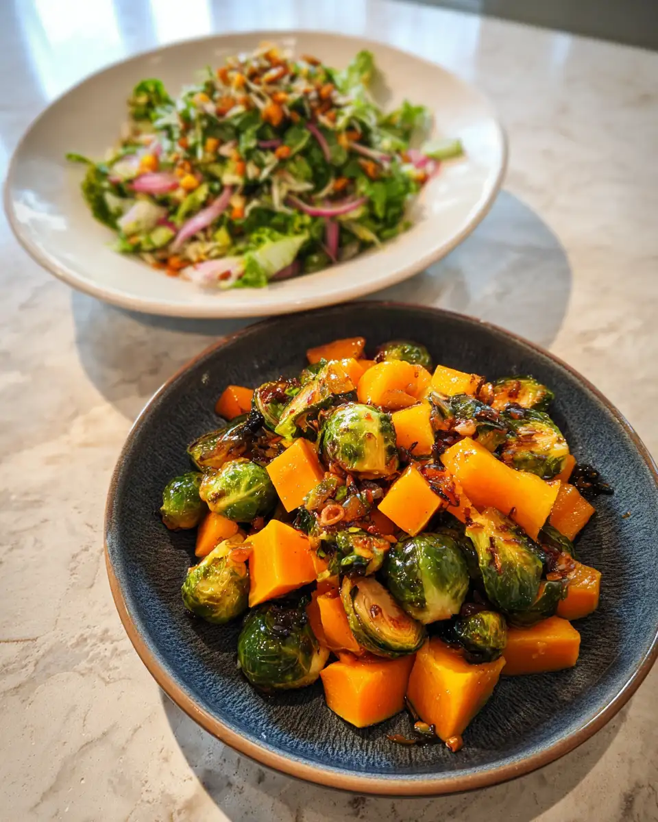 Maple Glazed Brussels Sprouts and Butternut Squash Salad: A Flavorful Fall Feast 6 Final dish - Maple Glazed Brussels Sprouts and Butternut Squash Salad: A Flavorful Fall Feast