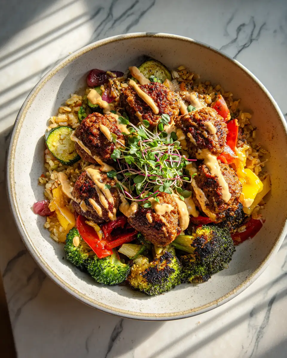 Final dish - Savor the Flavor: Meatball and Veggie Bowl Delight