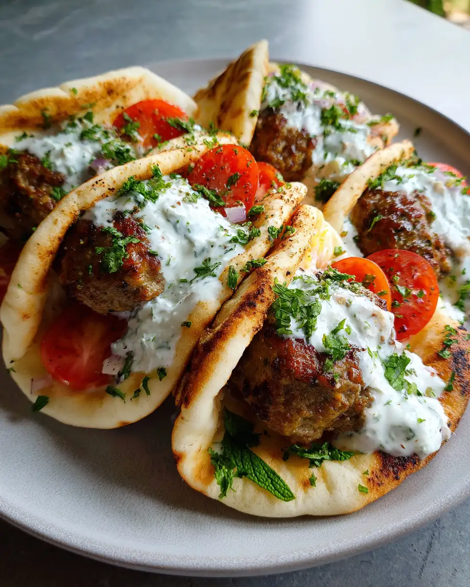Mediterranean Meatball Stuffed Pitas: A Flavorful Journey with Mint Yogurt Sauce - Featured Image