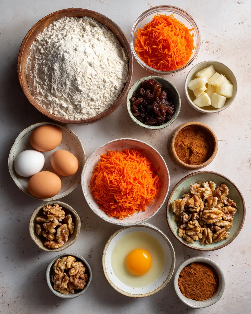 Ingredients for Discover the Secret to the Perfectly Moist Amish Carrot Cake
