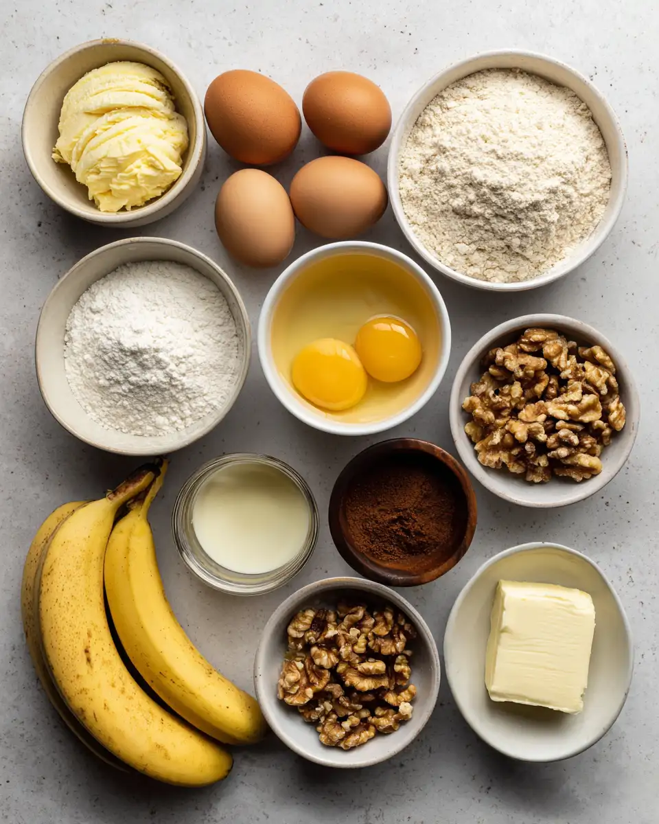 Ingredients for Irresistibly Moist Maple Banana Bread Delight