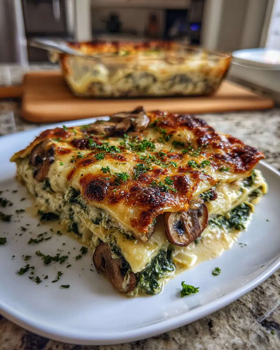 Final dish - Layered Delight Mushroom and Spinach Lasagna That Will Wow Your Taste Buds