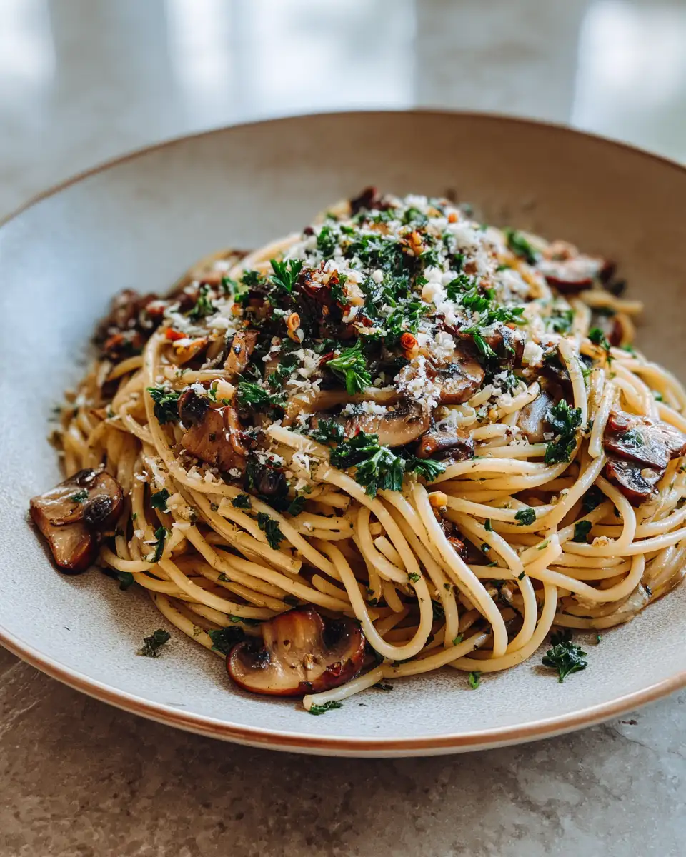 Final dish - Mouthwatering Mushroom Spaghetti Aglio Olio: Your New Weeknight Favorite
