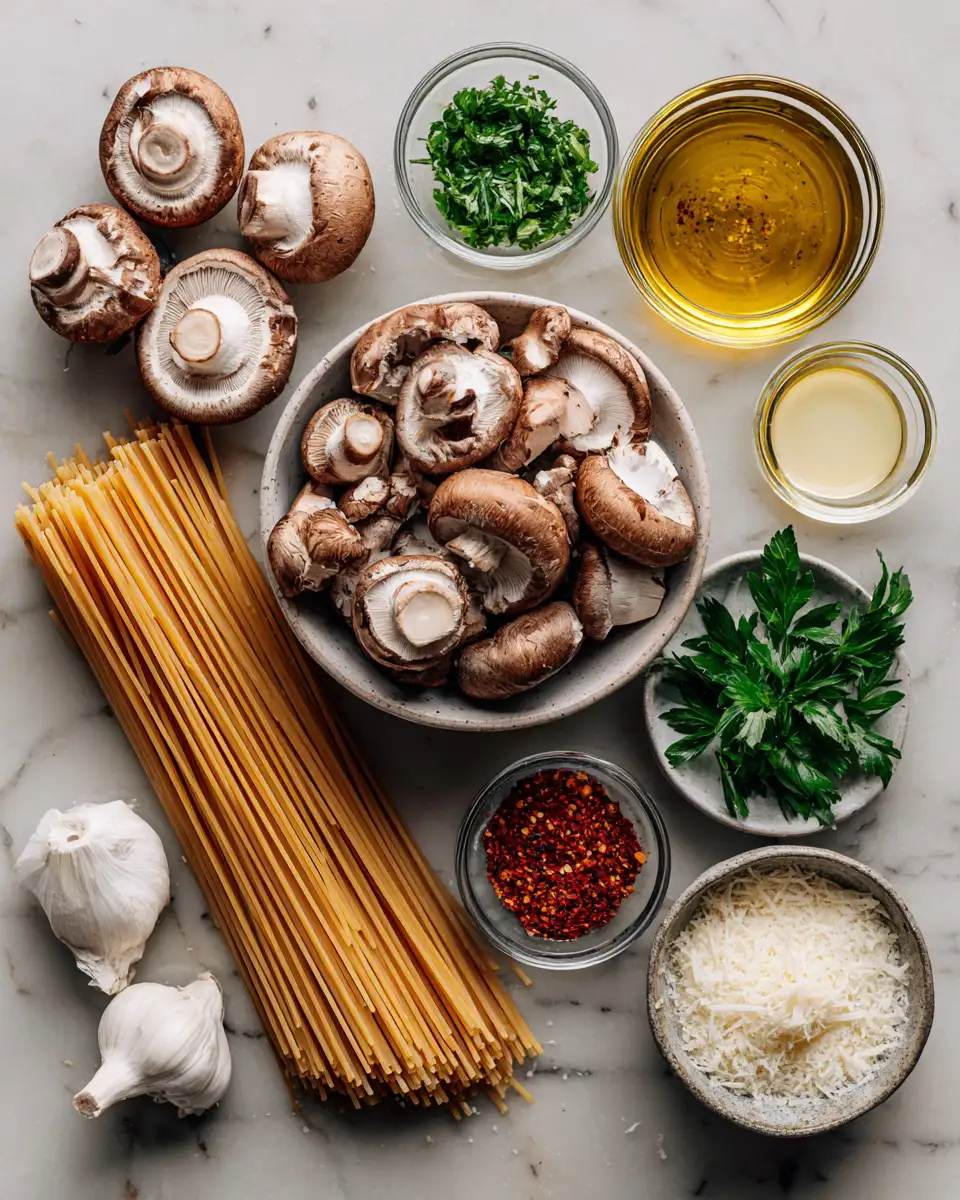 Ingredients for Mouthwatering Mushroom Spaghetti Aglio Olio: Your New Weeknight Favorite