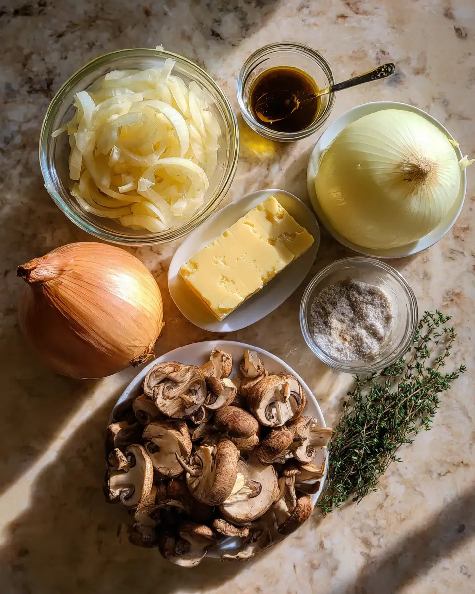 Ingredients for Mouthwatering Magic: Mushrooms and Caramelized Onions Unleashed