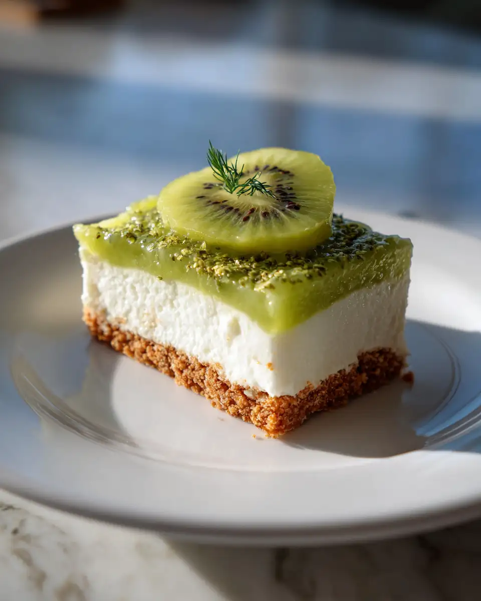 Final dish - Irresistibly Fresh: No Bake Kiwi Cheesecake Bars Delight