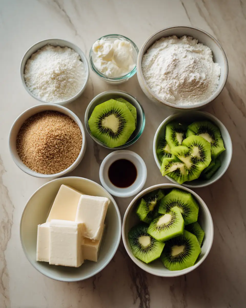 Ingredients for Irresistibly Fresh: No Bake Kiwi Cheesecake Bars Delight