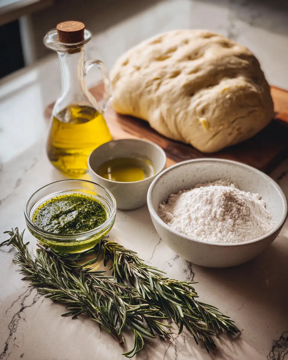 Effortless Elegance: No-Knead Focaccia Bread with Pesto Delight 4 Ingredients for Effortless Elegance: No-Knead Focaccia Bread with Pesto Delight