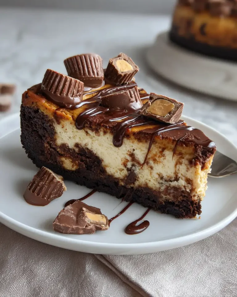 Indulge in Decadence: Peanut Butter Cup Brownie Cheesecake Bliss - Featured Image