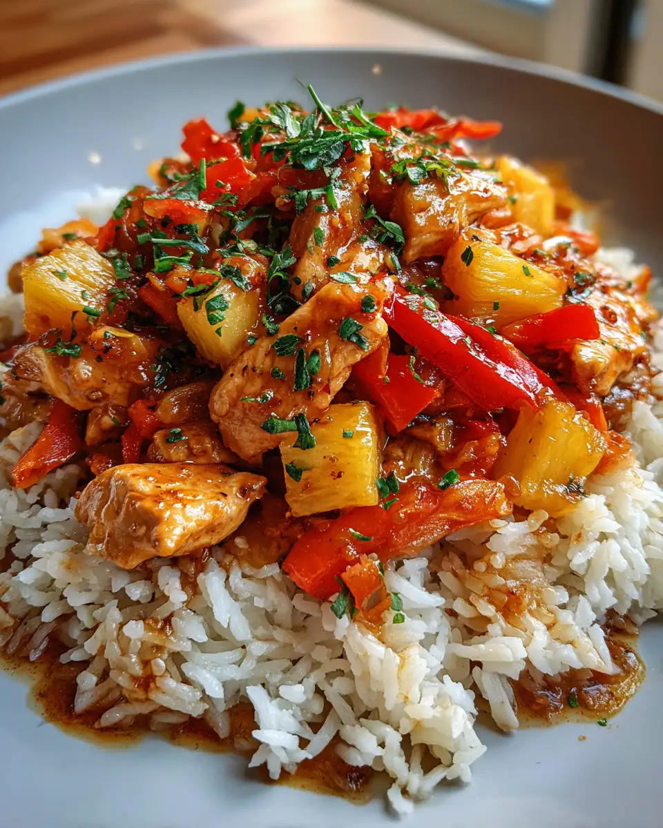 Final dish - Tantalizing Tropical Delight: Pineapple Chicken and Rice for the Ultimate Food Lover