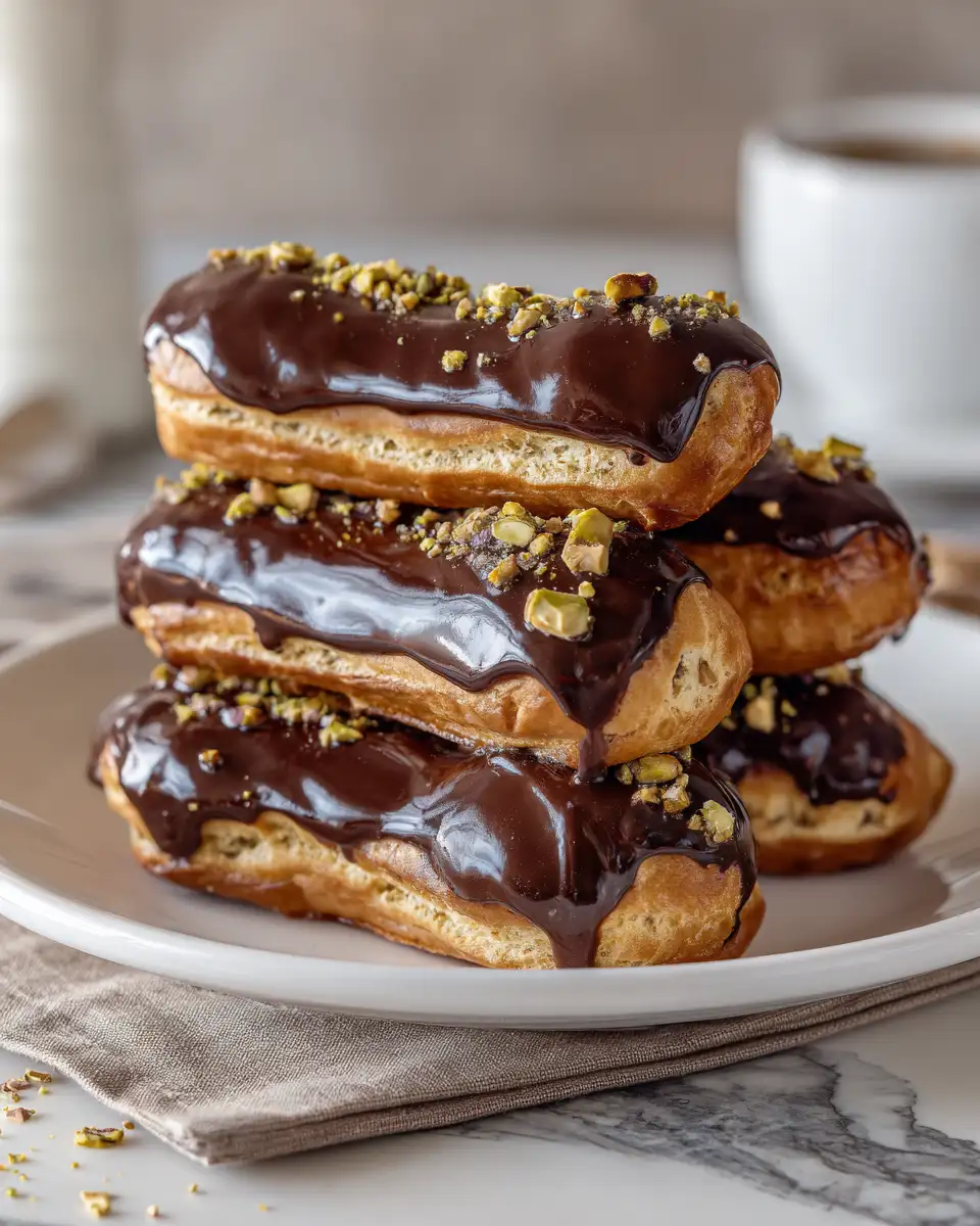 Decadent Delight: Pistachio Éclairs with Chocolate Glaze - Featured Image
