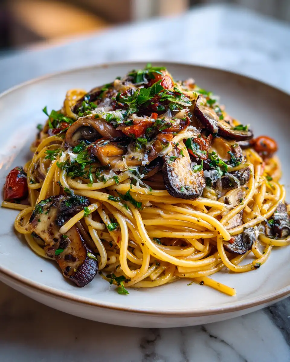 Final dish - Savor the Rich Flavors of Portobello Mushroom Pasta