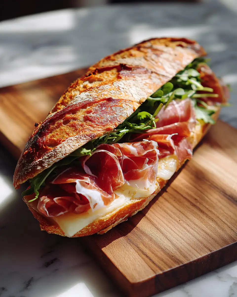 Elevate Your Lunch Game with a Prosciutto and Honey Brie Baguette Sandwich - Featured Image