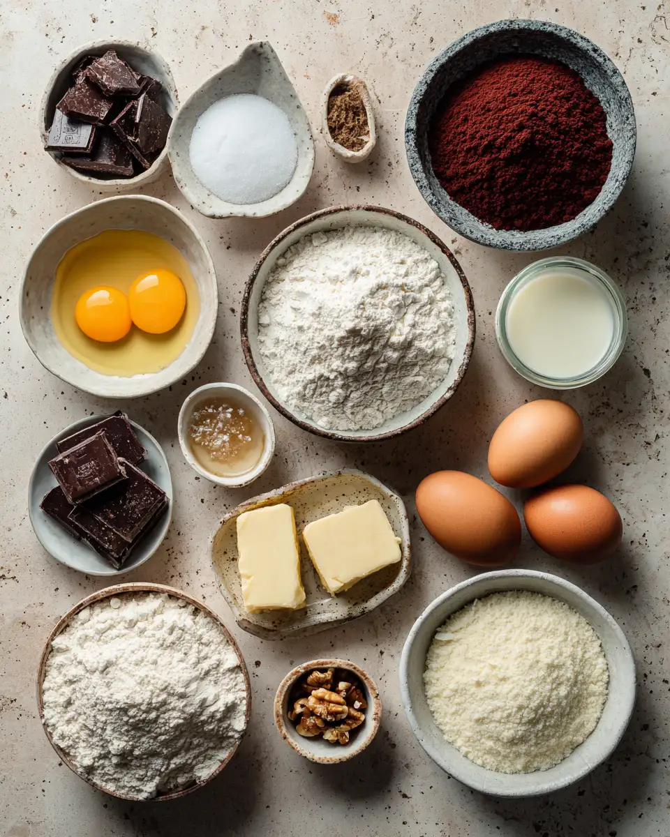 Ingredients for Swirl Into Bliss with Red Velvet Marble Waffles