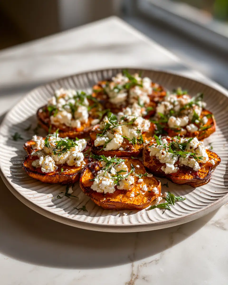 Final dish - Sweet Potato Rounds: A Heavenly Blend of Honey and Feta