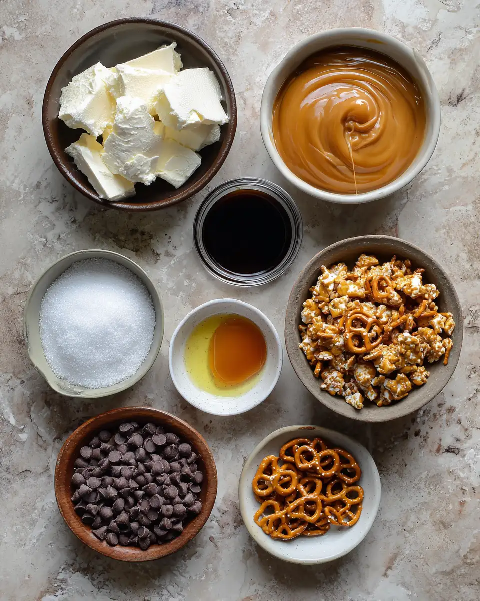 Ingredients for Indulge in Decadence: Salted Caramel Pretzel Cheesecake Balls Delight