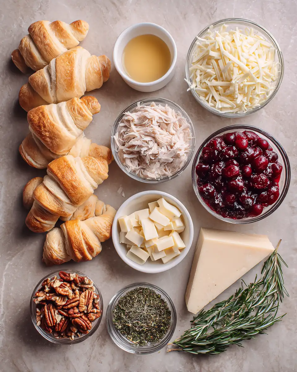 Ingredients for Irresistible Savory Turkey and Cranberry Crescent Ring Delight