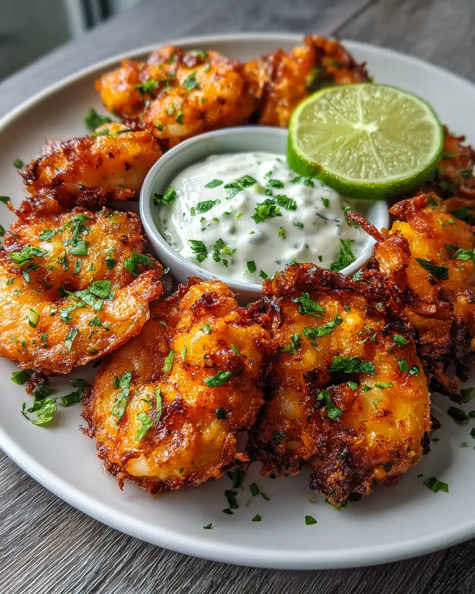 Final dish - Crispy Shrimp Fritters with Zesty Lime Mayonnaise Delight