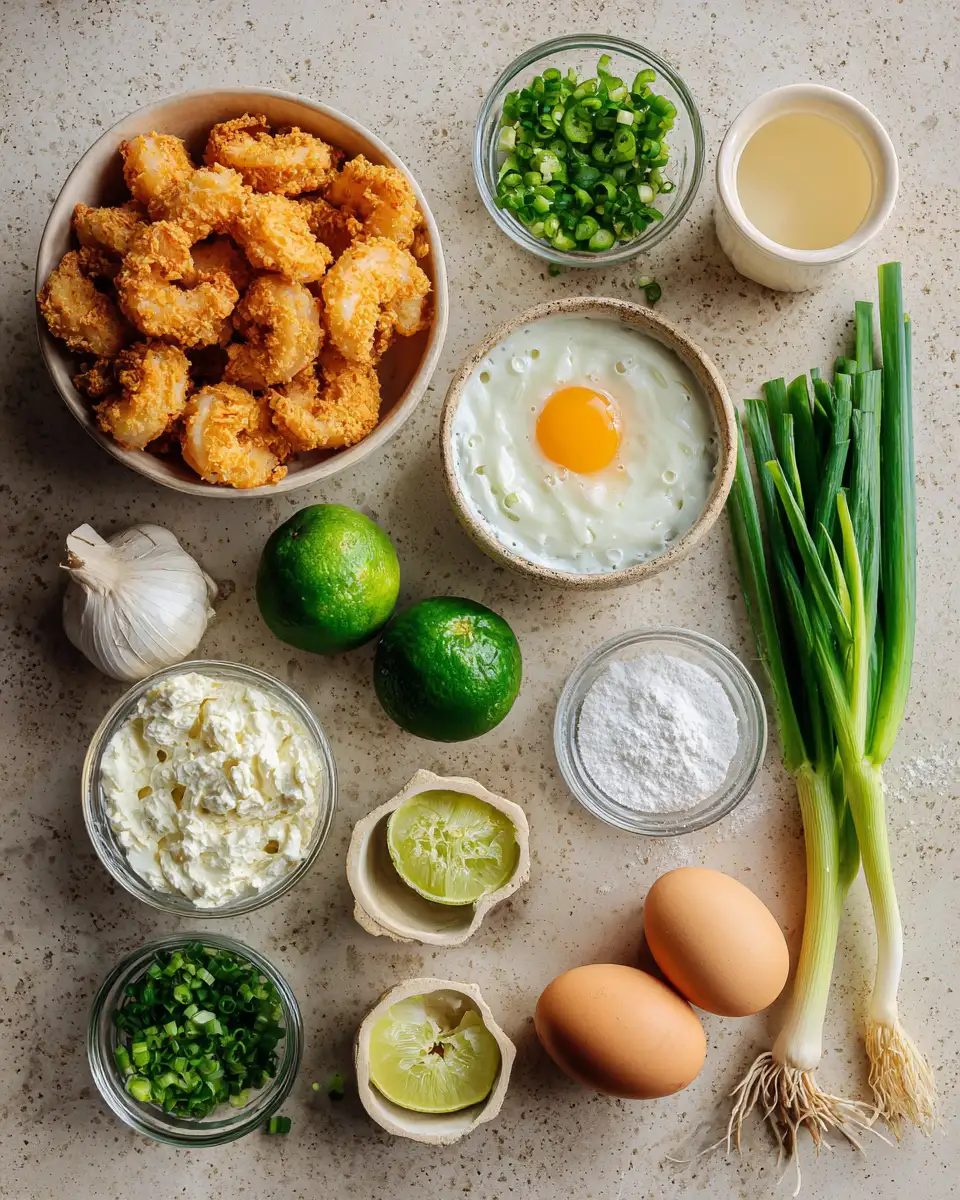 Ingredients for Crispy Shrimp Fritters with Zesty Lime Mayonnaise Delight