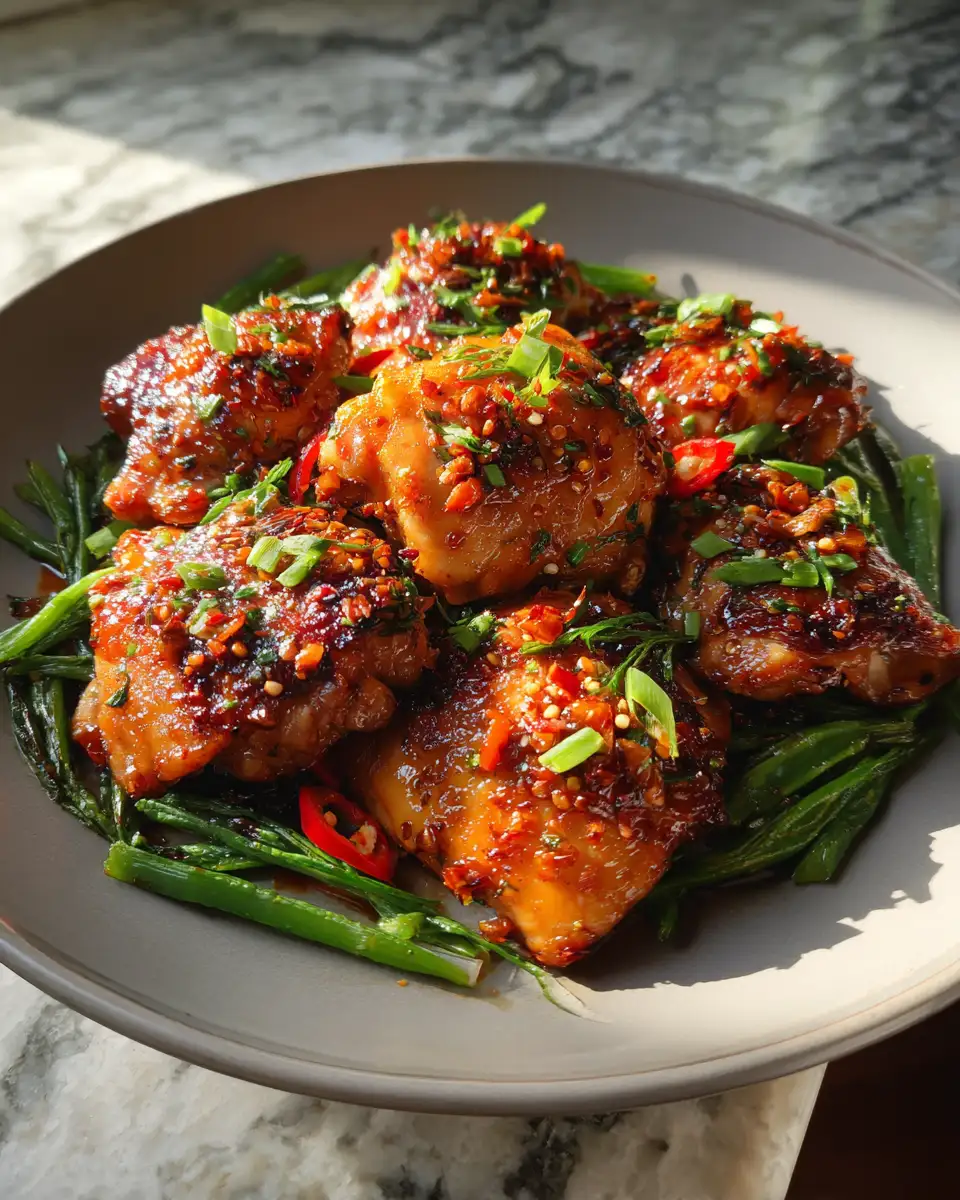 Sizzle and Spice: Skillet Bang Bang Chicken Thighs Delight 6 Final dish - Sizzle and Spice: Skillet Bang Bang Chicken Thighs Delight