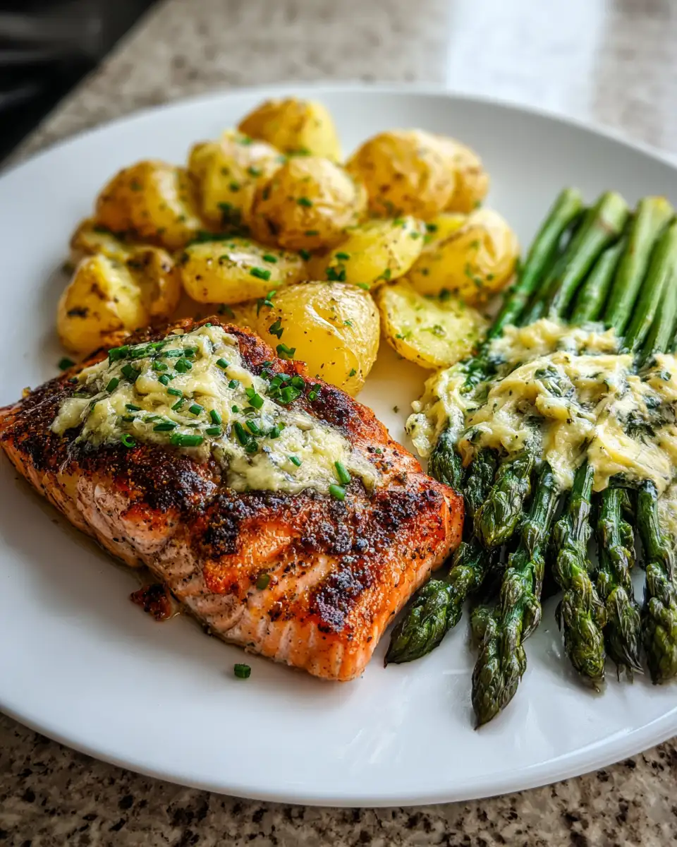 Savor the Flavor: Spiced Salmon with Cheesy Asparagus and Garlic Herb Potatoes 6 Final dish - Savor the Flavor: Spiced Salmon with Cheesy Asparagus and Garlic Herb Potatoes