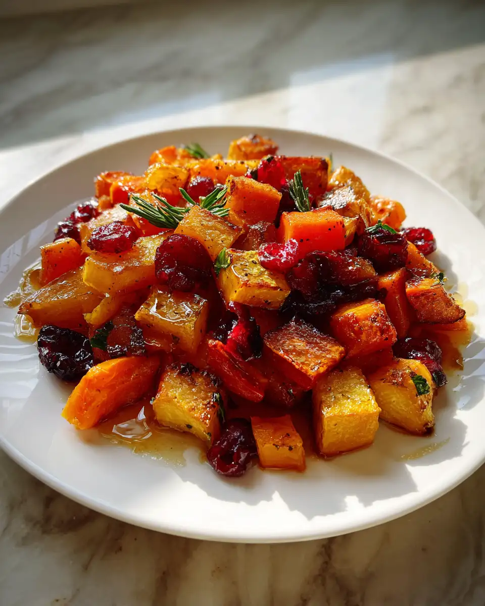 Final dish - Squash and Carrot Bake with Cranberry Honey Drizzle: A Sweet and Savory Autumn Delight