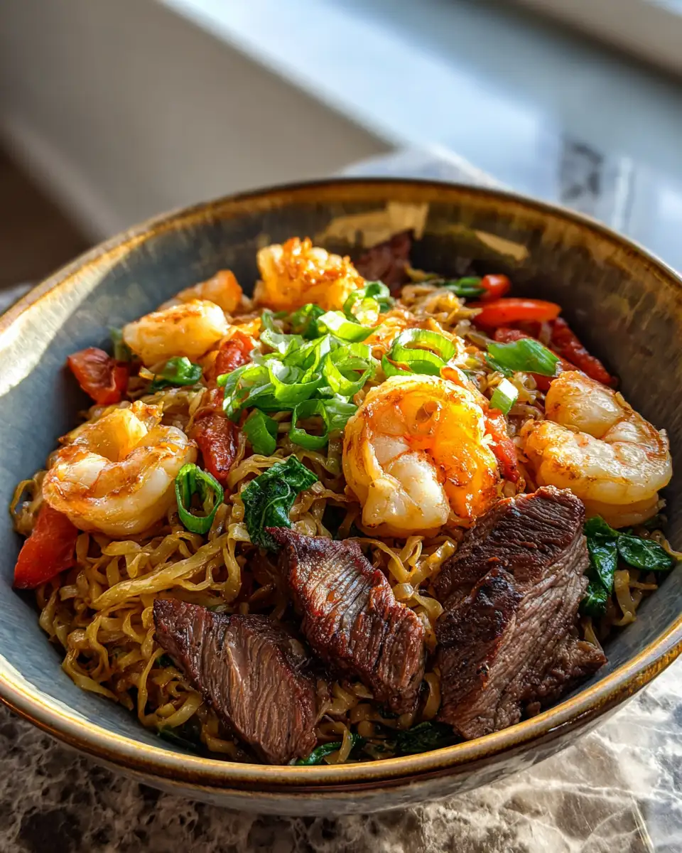 Sizzle and Surf Delight: Steak and Shrimp Stir-Fried Noodles Extravaganza 6 Final dish - Sizzle and Surf Delight: Steak and Shrimp Stir-Fried Noodles Extravaganza