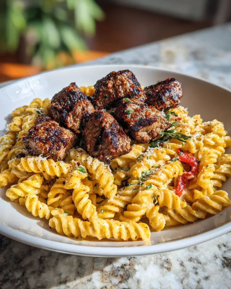 Sizzling Steak Bites Meet Cajun-Spiced Alfredo Rotini in a Parmesan Dream - Featured Image
