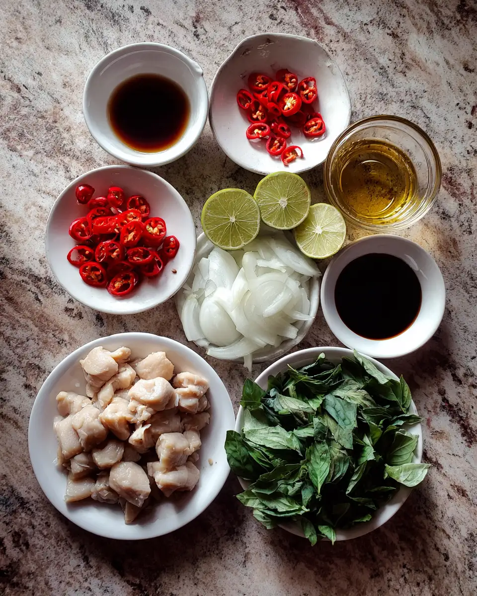 Spice Up Your Dinner with Irresistible Thai Basil Chicken 4 Ingredients for Spice Up Your Dinner with Irresistible Thai Basil Chicken