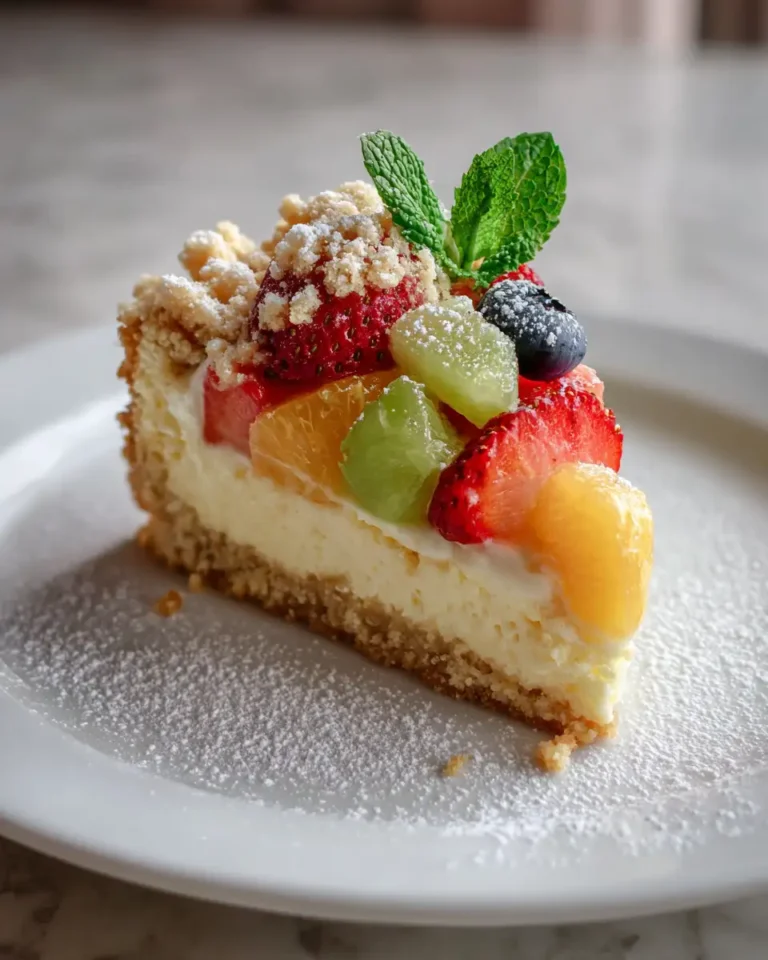 A Slice of Paradise: Tropical Fruit Cheesecake Crumb Cake Delight - Featured Image