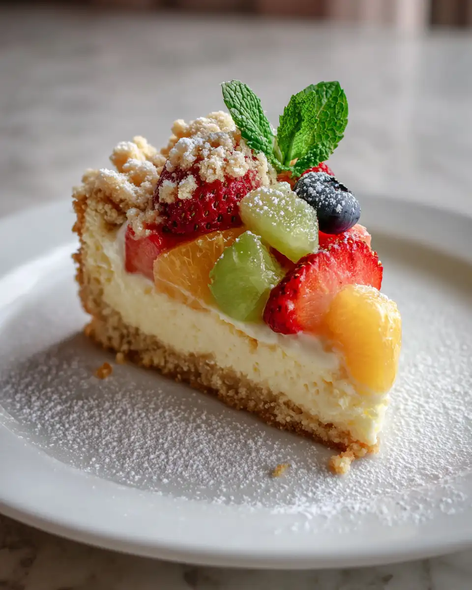 A Slice of Paradise: Tropical Fruit Cheesecake Crumb Cake Delight - Featured Image