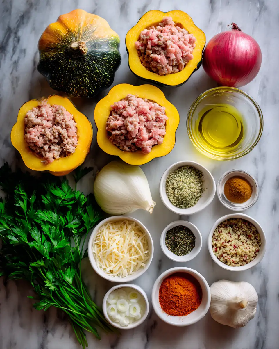 Harvest Delight: Turkey Stuffed Acorn Squash Perfection 4 Ingredients for Harvest Delight: Turkey Stuffed Acorn Squash Perfection