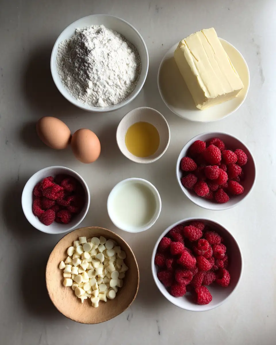 Ingredients for Indulge Your Sweet Tooth: A White Chocolate Raspberry Loaf Cake Lover's Dream