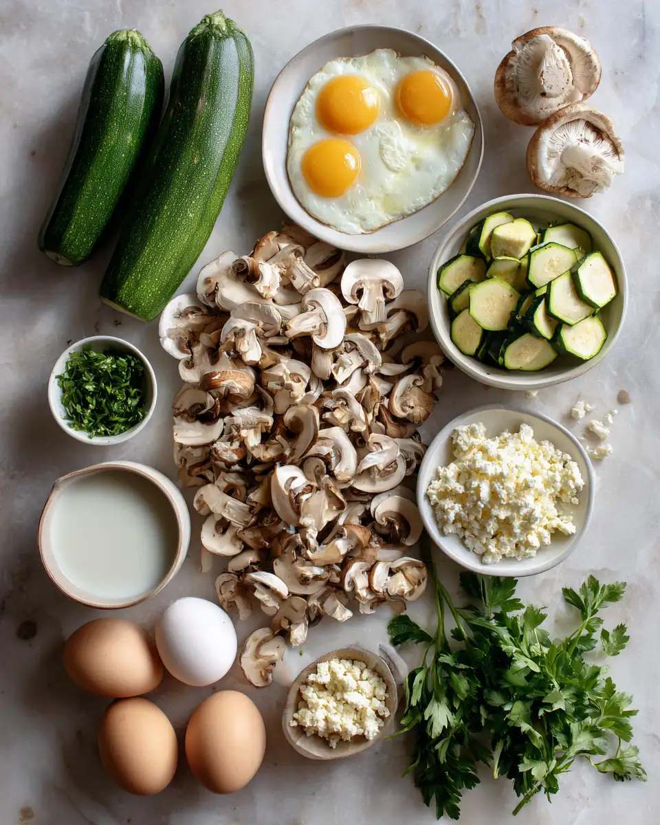 Ingredients for Zucchini Mushroom Scramble: A Flavor-Packed Breakfast Delight