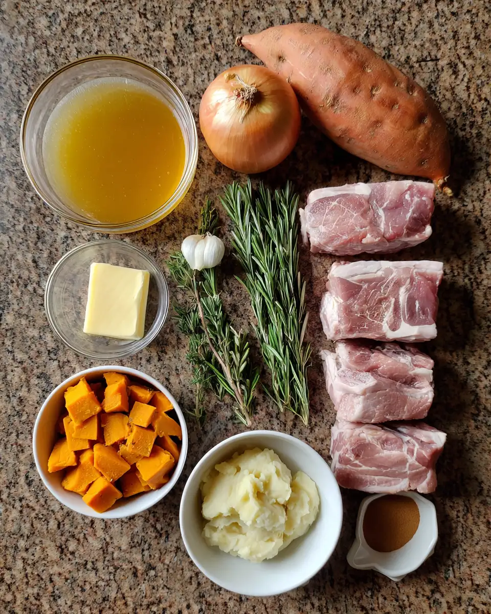 Ingredients for Savor the Season with Apple Cider Pork and Creamy Mashed Sweet Potatoes