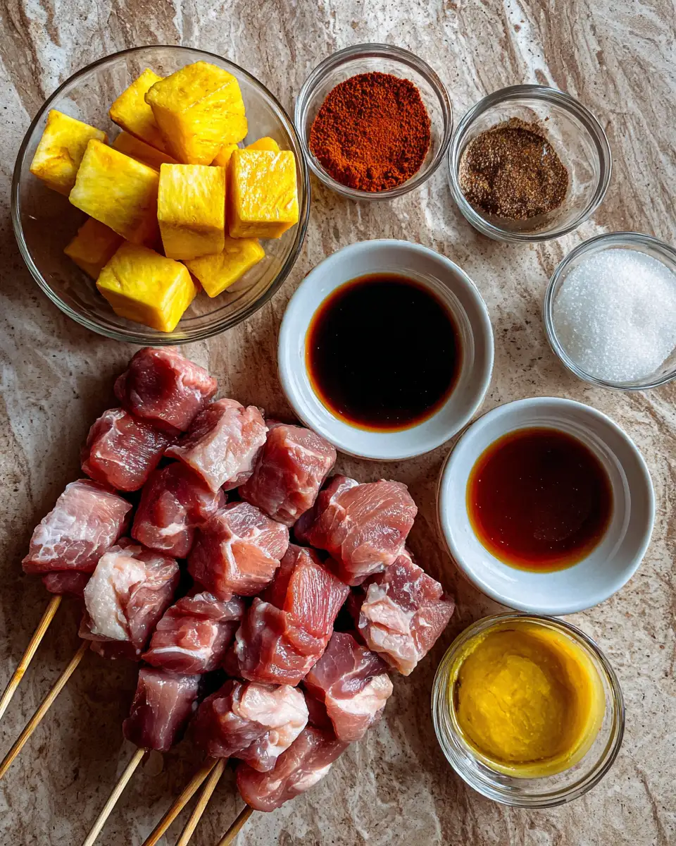 Ingredients for Savor the Flavor of BBQ Pork Skewers with a Zesty Filipino BBQ Marinade