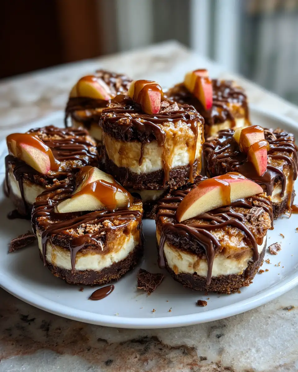 Final dish - Indulgent Caramel Apple Chocolate Cheesecake Bites: A Fall Flavor Explosion